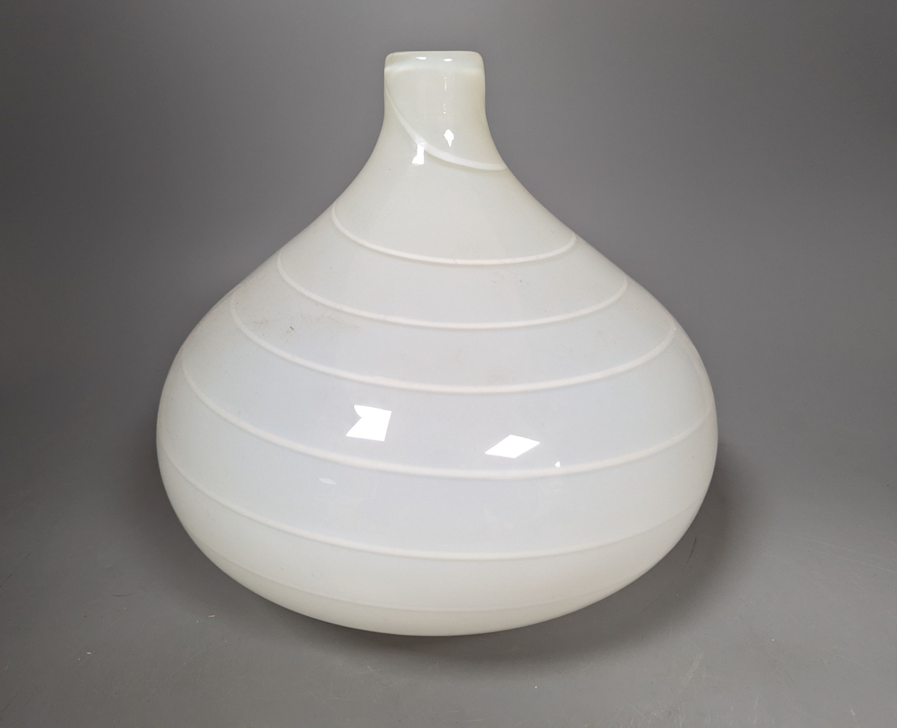 A studio opaline glass squat bottle vase, 22cms high